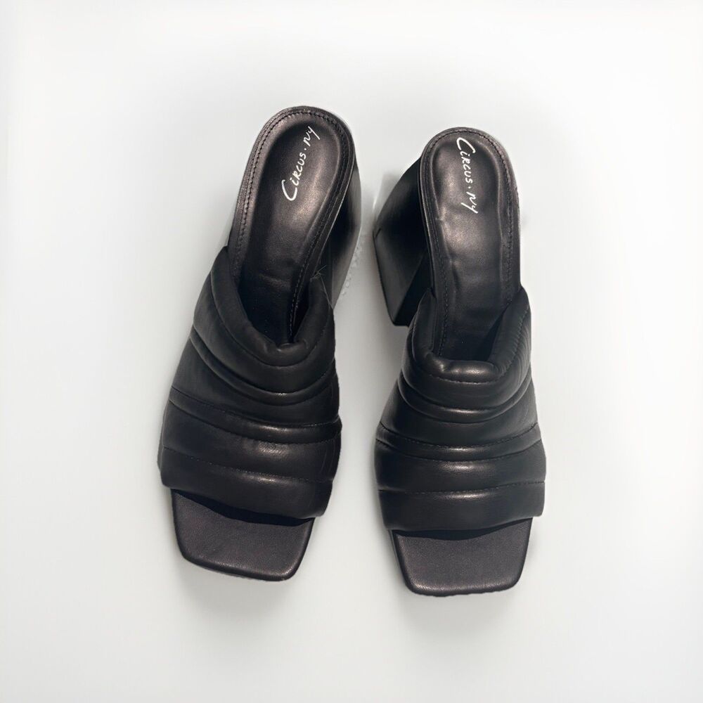 Circus by Sam Edelman Black Marlie Platform Chunky Heels Sandals Sz 9.5 Retro - Picture 5 of 12